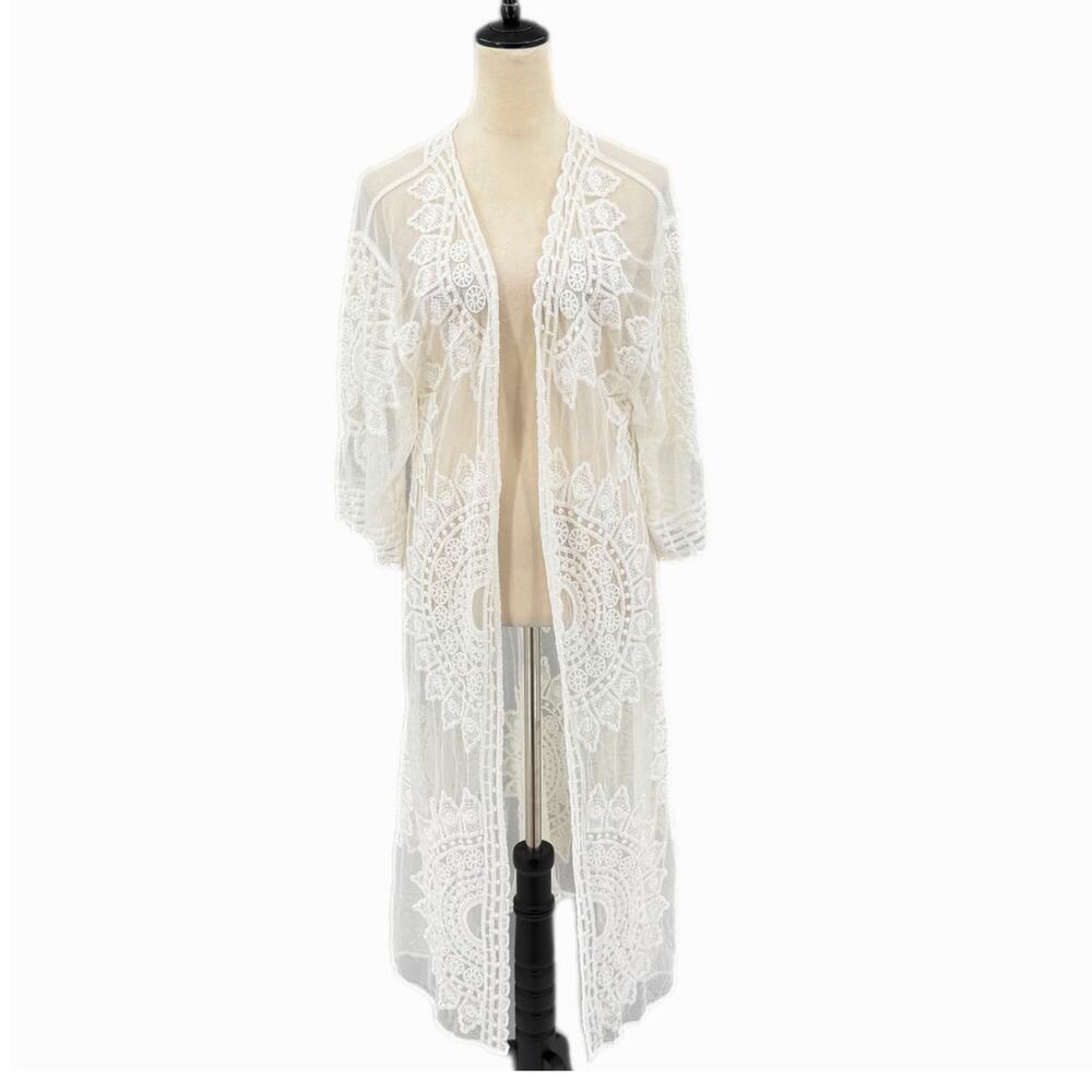 Rachel Zoe NWT One Size Ivory Lace Long Sleeve Layering Versatile Kimono Duster